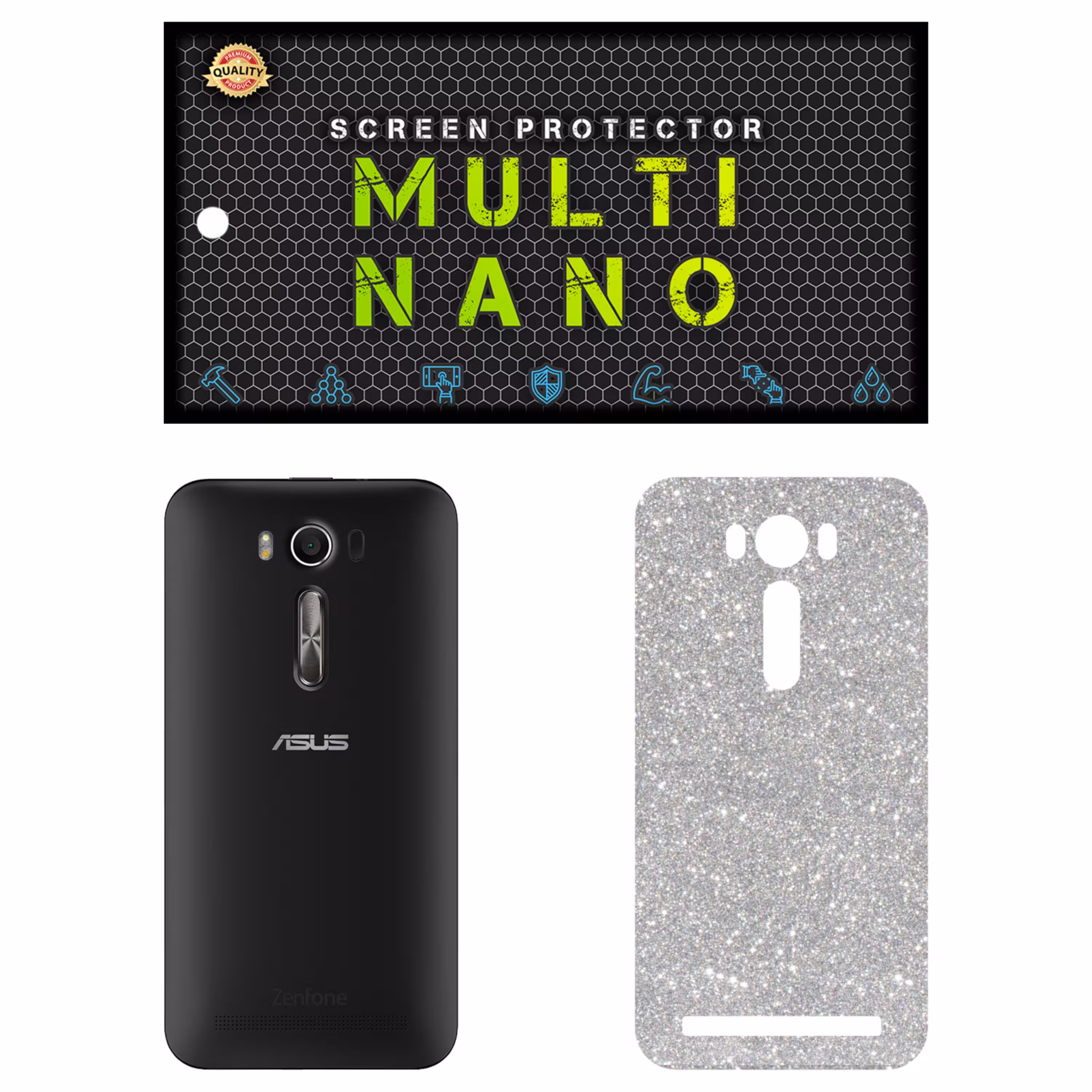 برچسب پوششی MultiNano مدل X-G1F-Silver برای پشت موبایل ایسوس Zenfone 2 Laser 5