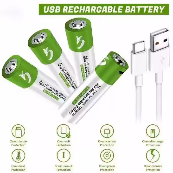 باتری (باطری) شارژی نیم قلمی بسته 4 عددی