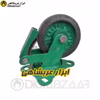 چرخ 16 پویان مدل گردان ترمزدار فولادی لاستیکی سبز