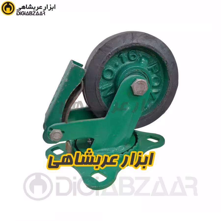 چرخ 16 پویان مدل گردان ترمزدار فولادی لاستیکی سبز