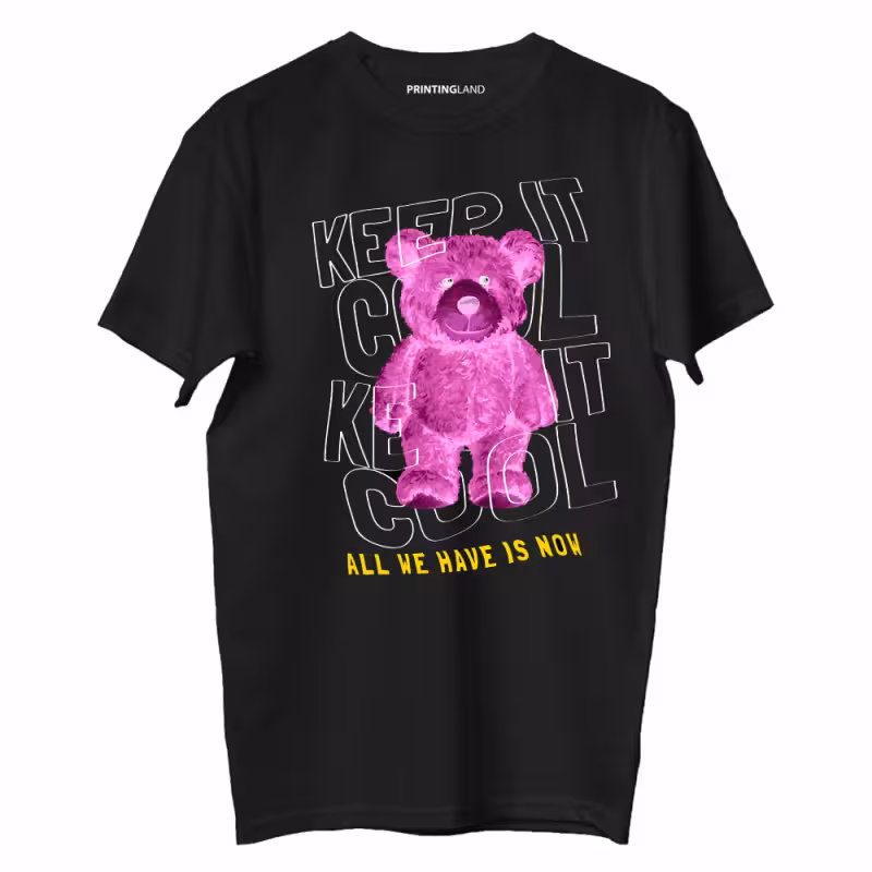 تیشرت آستین کوتاه زنانه طرح تدی PINK TEDDY کد P154