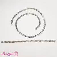 ست دستبند و گردنبند مردانه کارتیه مدل استیل سیلور کد 300