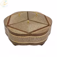 شکلات خوری یا گز خوری سه درب خاتم کاری طرح گلی شیشی