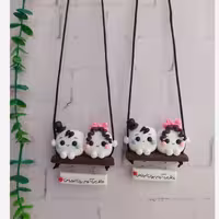 آویز ماشین قند دوتایی یک عددی دختر موفر قهوه ای | amazonchi