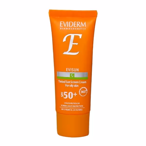 کرم ضد آفتاب بی رنگ پوست چرب SPF50 اویدرم Eviderm Evisun G Sunscreen Cream For Oily Skin