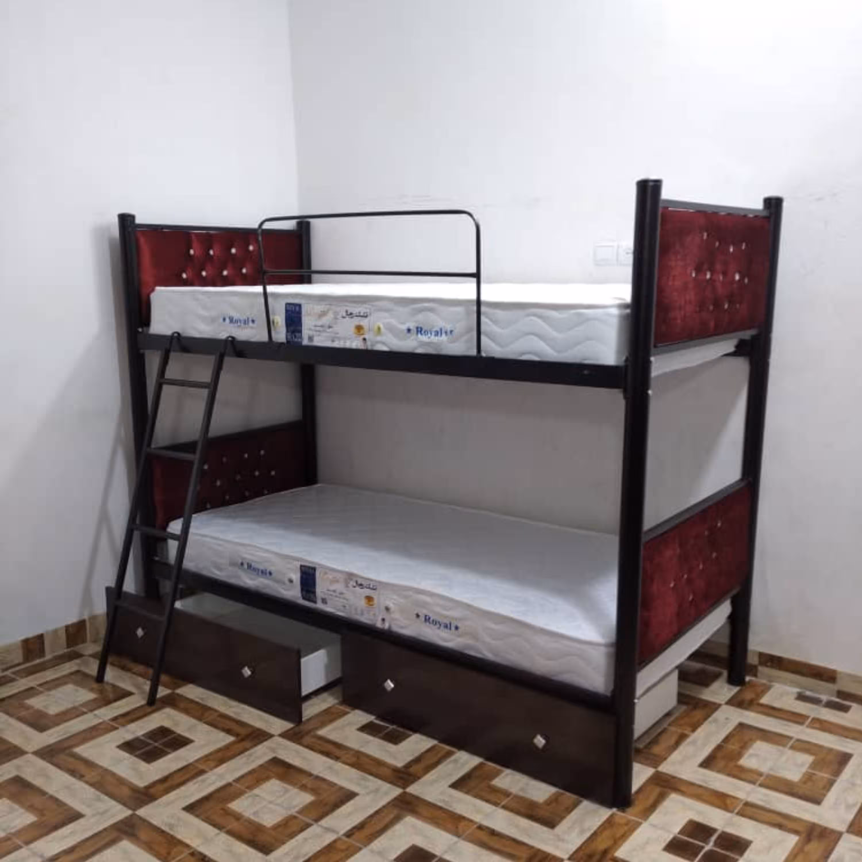 تخت خواب دو طبقه فلزی مدل لمسه با کشو بدون تشک (پرداخت کرایه پس از تحویل)
