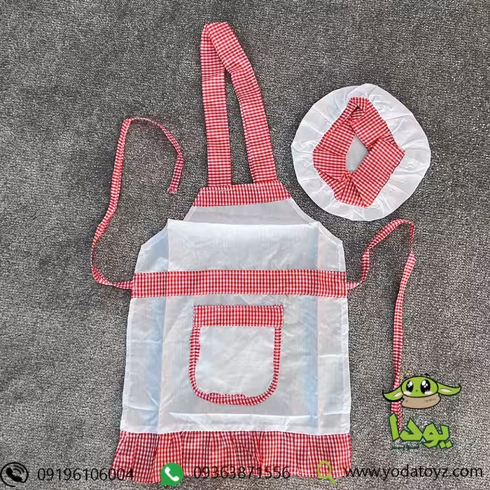پیشبند آشپزی کودک با کلاه رنگ صورتی