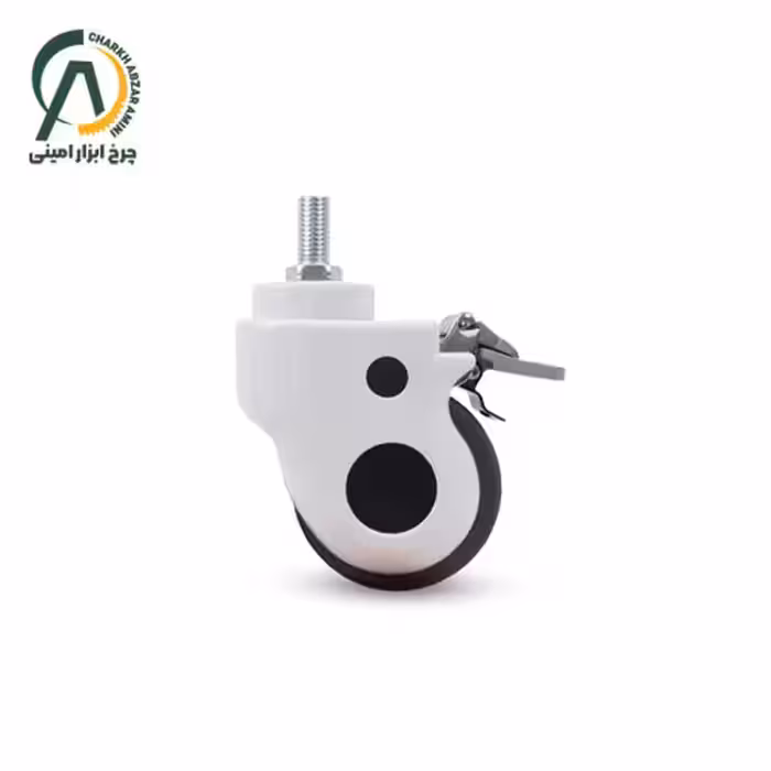 چرخ بیمارستانی قابدار پیچی گردان ترمزدار قطر 75 میلی متر