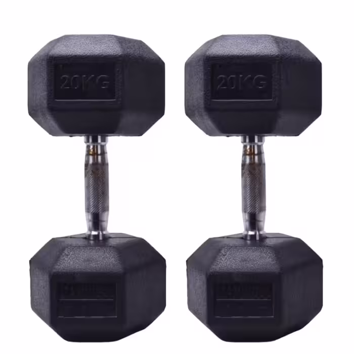 دمبل 6 ضلعی طرح چرم 20 کیلویی MAXWELL (بسته 2 عددی)