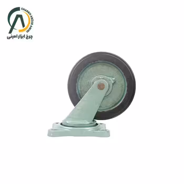 چرخ چدن لاستیک گردان قطر 160 میلی متر