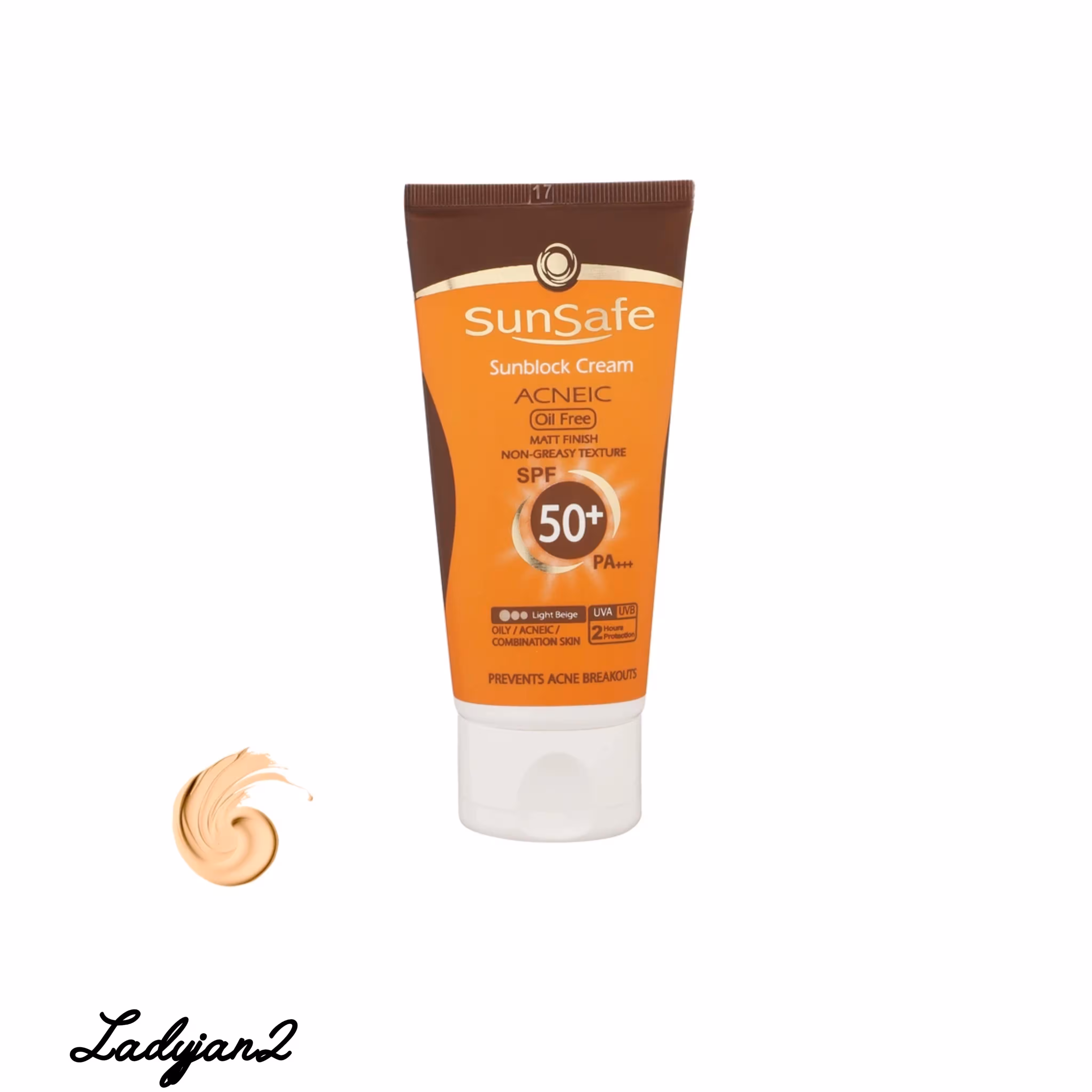 کرم ضد آفتاب SPF50 فاقد چربی بژ طبیعی سان سیف مناسب پوست های چرب و آکنه ای 50 میلی لیتر