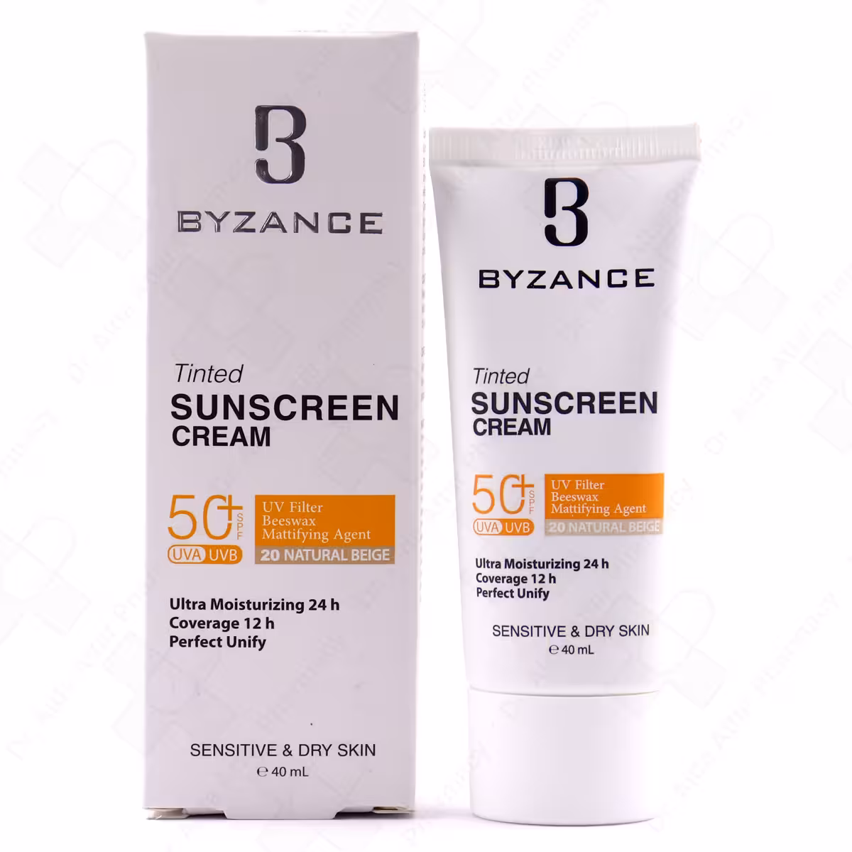 کرم ضد آفتاب  SPF50 بژ طبیعی شماره 20 مناسب پوست خشک و حساس بیزانس 40 میلی لیتر