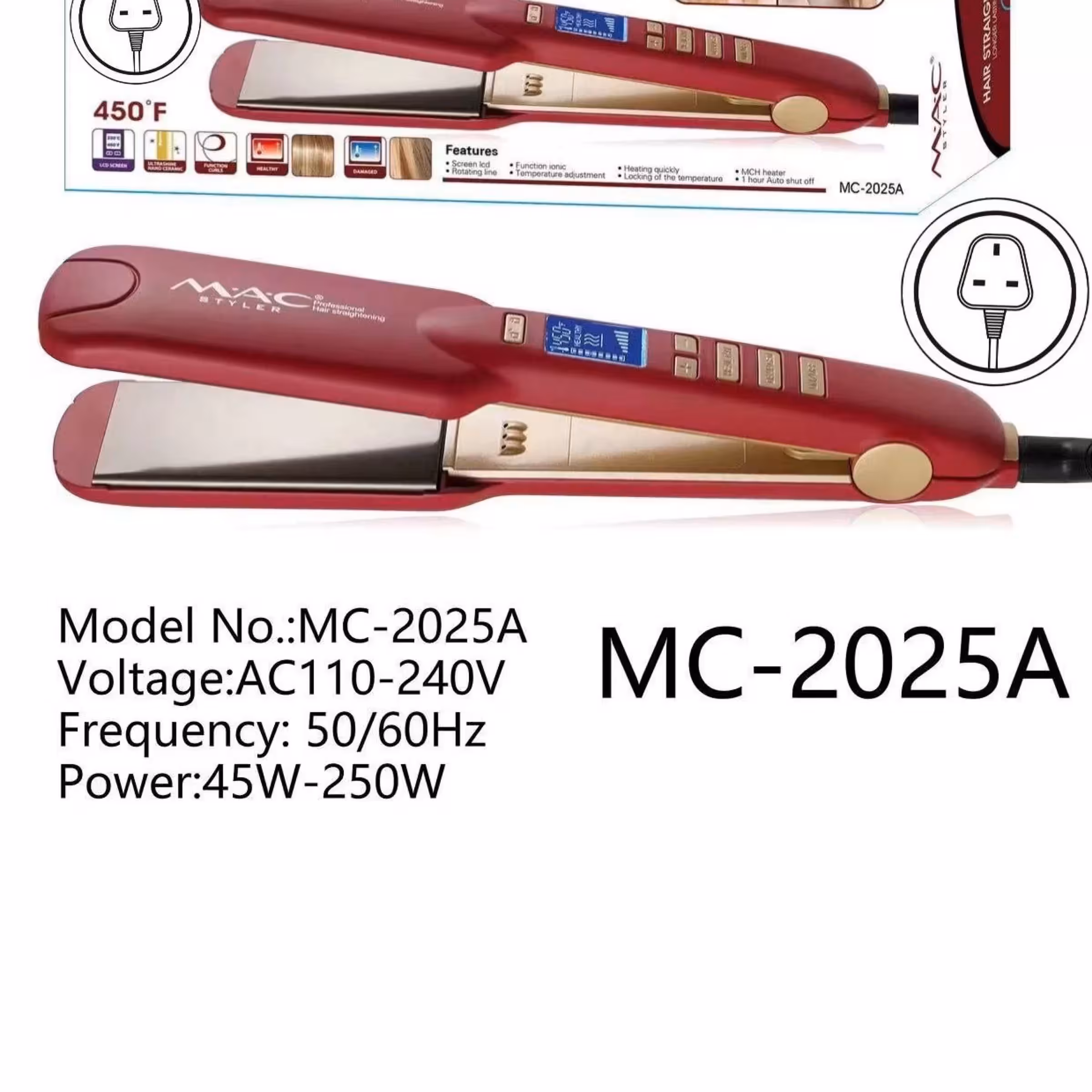 اتو و حالت دهنده ی مو مک استایلر مدل mc-2025A