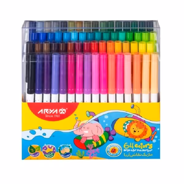 ماژیک رنگ آمیزی 64 رنگ آریا