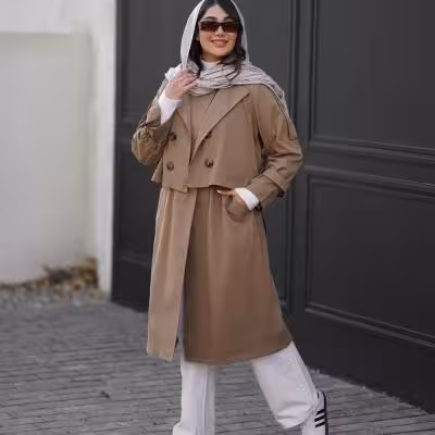 ست دوتیکه بارانی سارافون و کت آستردار