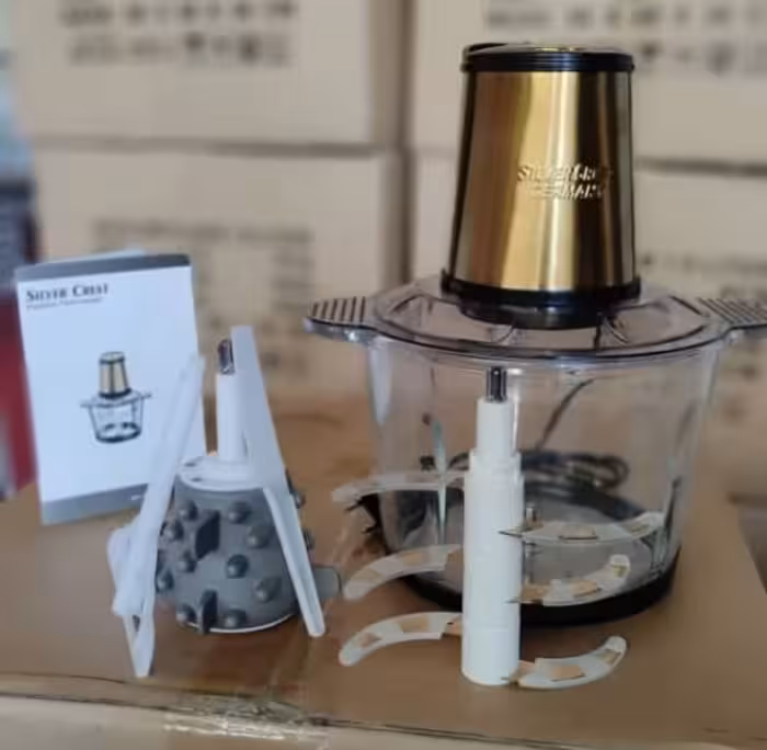 خردکن و غذاساز سیلور کرست3.8لیتری با قدرت3000وات با تیغه های 6پره طلایی تیتانیومی موتور طلایی سنگین تمام مسی