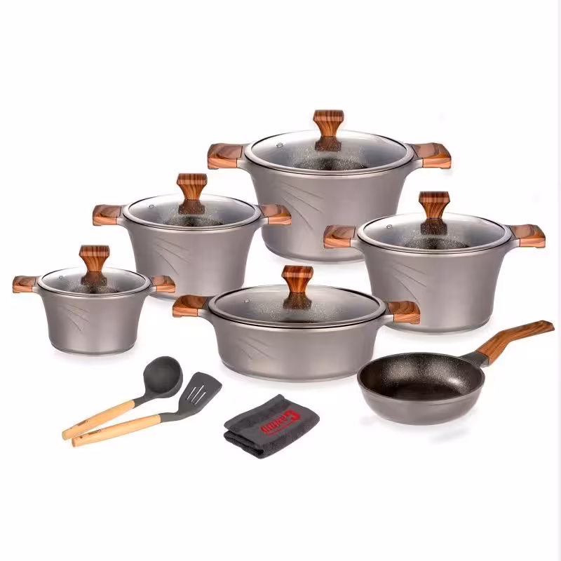 سرویس قابلمه 14 پارچه کاندید مدل سزار (تیتانیومی)دودی