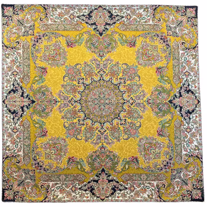 رومیزی مربع ترمه ابریشم کد TRM151