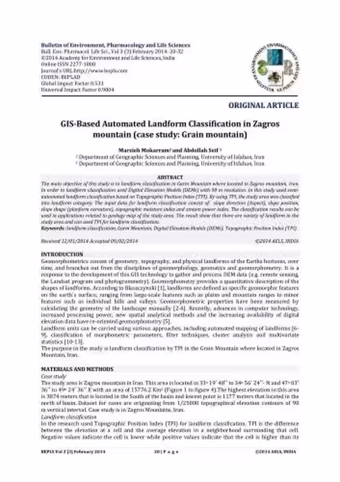 خرید و دانلود نسخه کامل کتاب GIS-Based Automated Landform Classification in Zagros mountain (case study: Grain mountain)