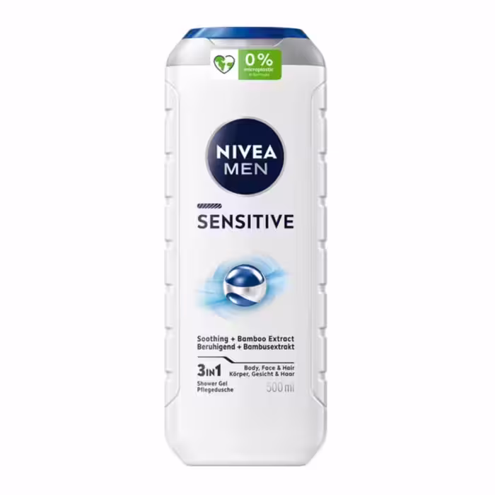 شامپو سر و بدن مردانه 3 در 1 نیوآ مدل Sensitive به همراه عصاره بامبو حجم 500 میل اروپایی