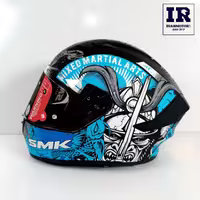 کلاه کاسکت فک ثابت استلار SMK مدل samurai - مشکی آبی