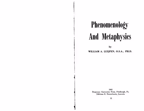 خرید و دانلود نسخه کامل کتاب Phenomenology and Metaphysics