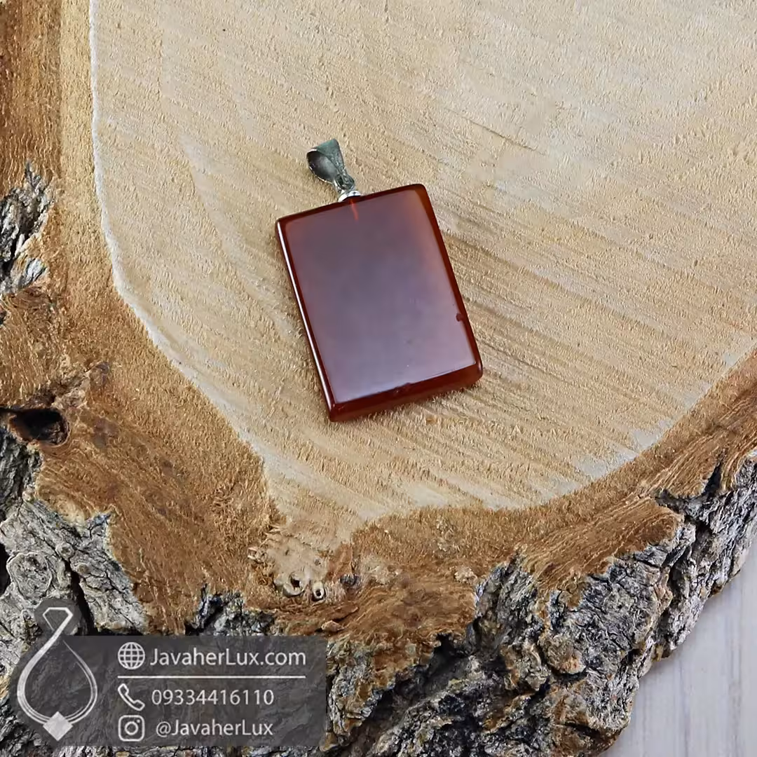 گردنبند سنگ عقیق اصل و طبیعی تراش مستطیل _ کد 401039