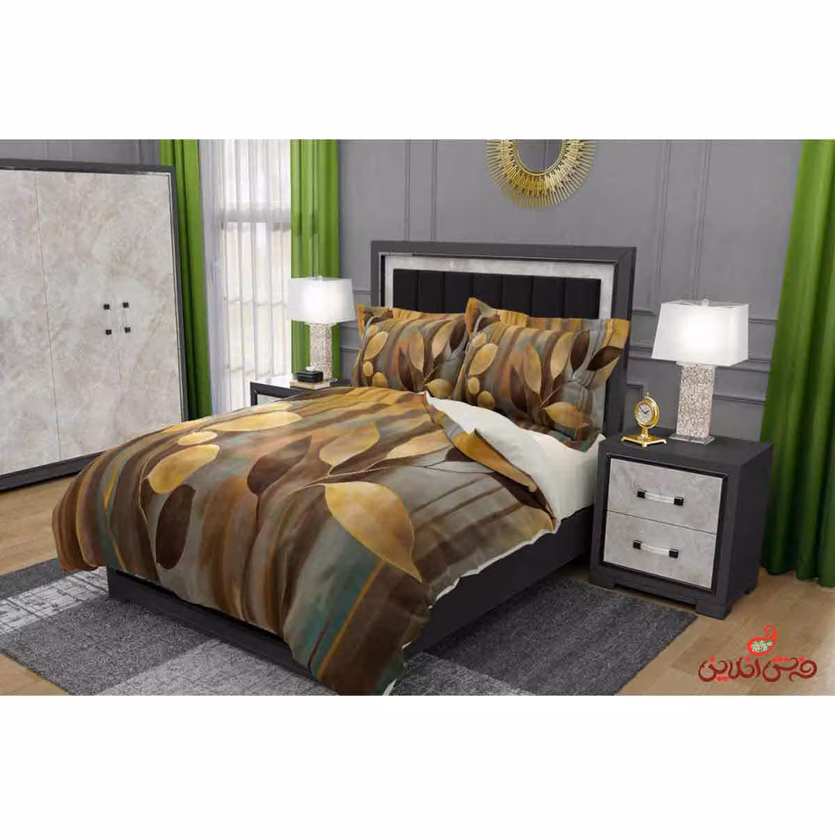 روتختی طرح برگ های قهوه ای کد 2412