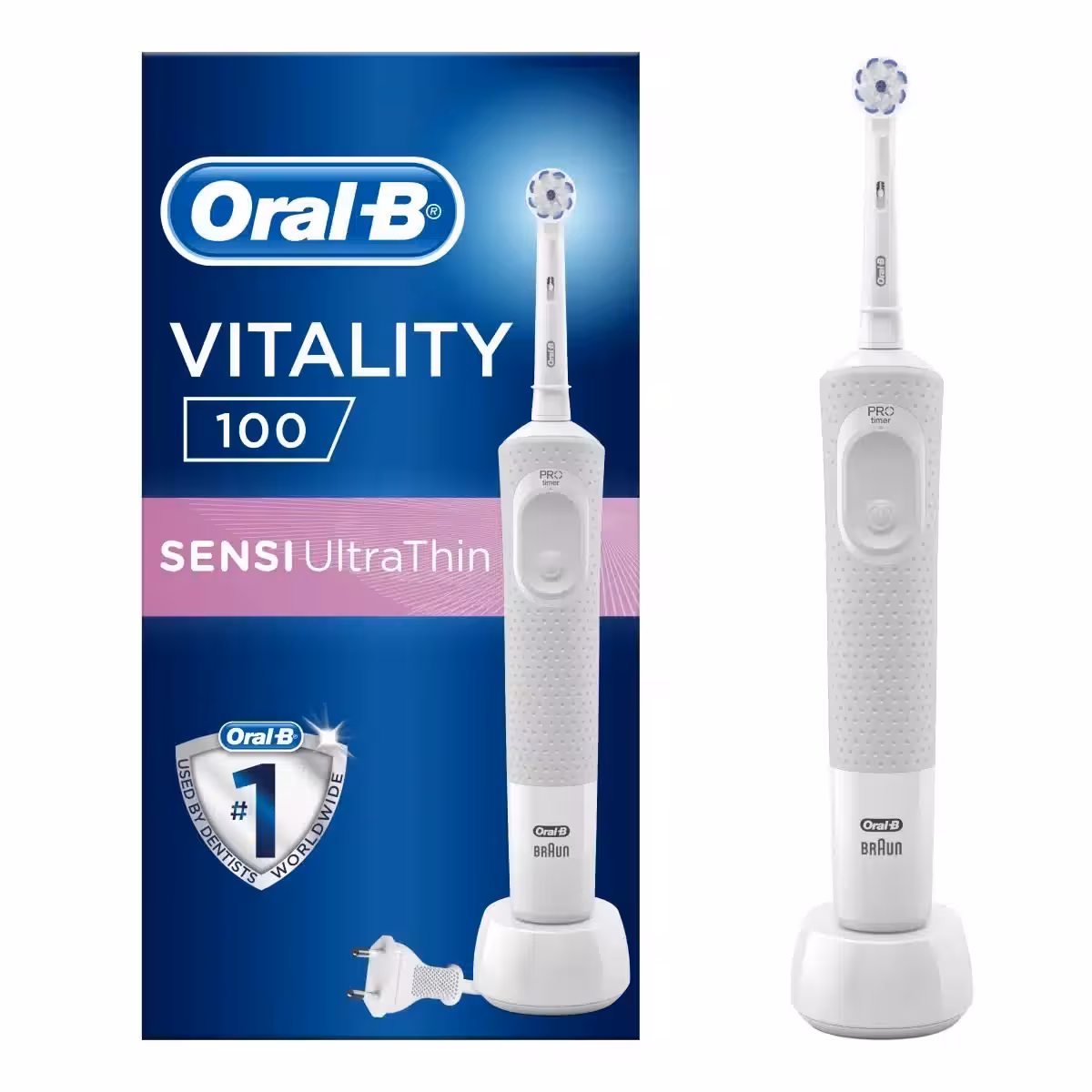 مسواک برقی اورال بی Oral-B مدل Vitality 100 با یدک Sensi UltraThin دندان های حساس
