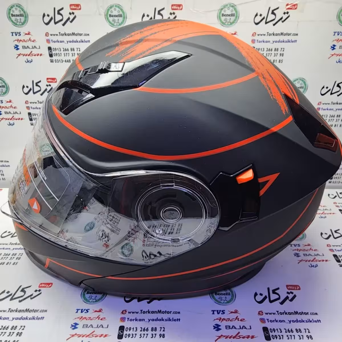 کلاه کاسکت ایمنی فک متحرک عینک دار خارجی مارک ردلاین خط قرمز مات کد 4-939