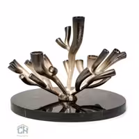 شمعدان برنجی نقره ای بزرگ طرح مرجان مدل 3030098