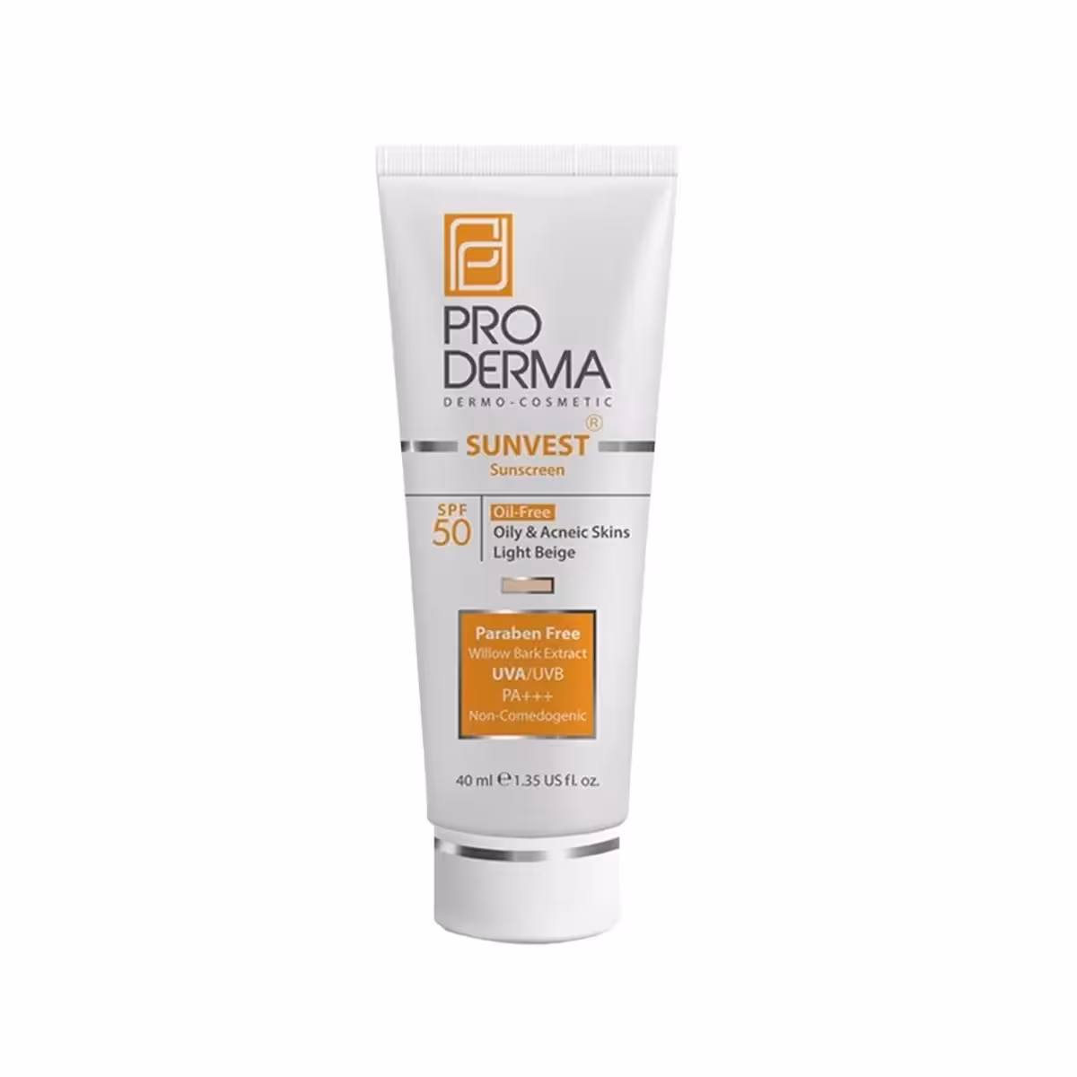 کرم ضد آفتاب فاقد چربی SPF50 پرودرما برای پوست های چرب و جوش دار بژ روشن