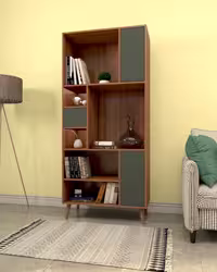 کتابخانه ام دی اف با رنگ طوسی قهوه ای، طرح مینیمال مدل L.001