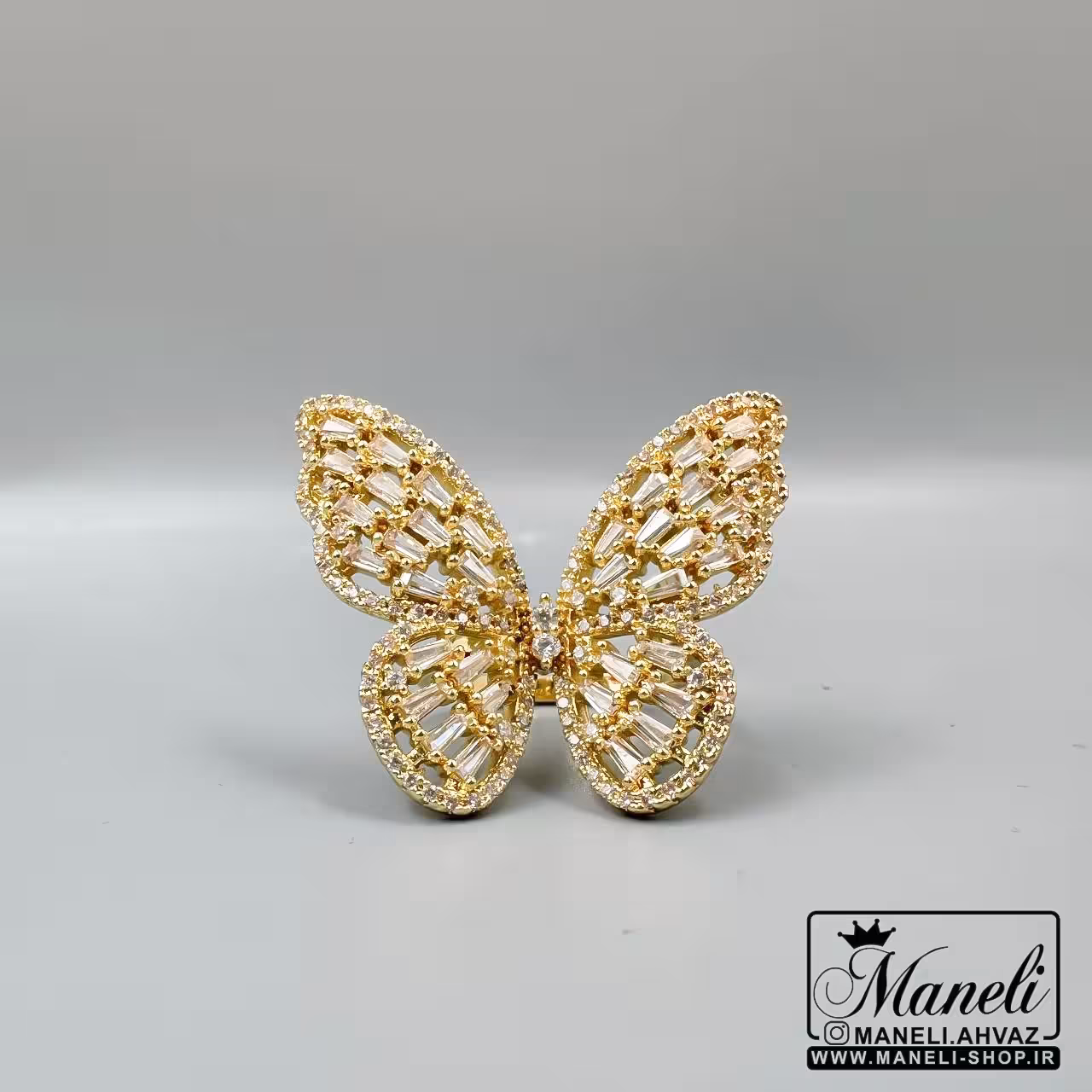 انگشترپروانه فری‌سایز با پایه برنج رنگ ثابت|140404163