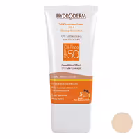 کرم ضد آفتاب کرم پودری بژ طبیعی  فاقد چربی SPF50 هیدرودرم Hydroderm Total Sunscreen Cream For Oily and Acne Prone Skins