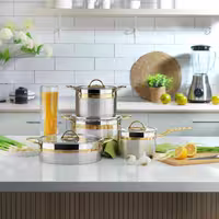 سرویس قابلمه استیل 8 پارچه Schafer ترکیه مدل Golden Line