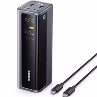 پاور بانک فست شارژ بیسوس مدل PPAP-20E5/P10082109813-00، ظرفیت 20800 میلی آمپر، توان 145 وات، USB-C، همراه با کابل دو سر تایپ سی