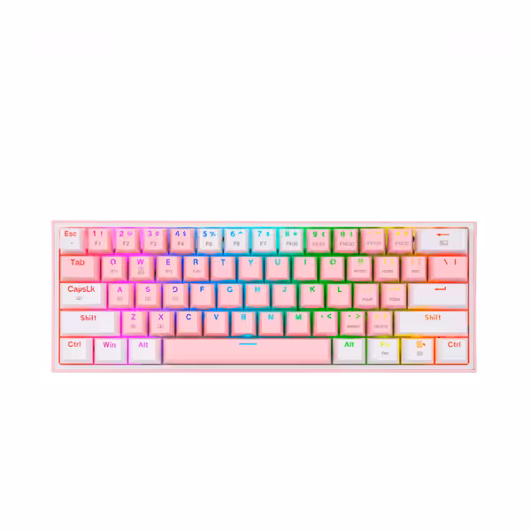 کیبورد مخصوص بازی ردراگون مدل  REDRAGON Fizz pro K616 white and pink