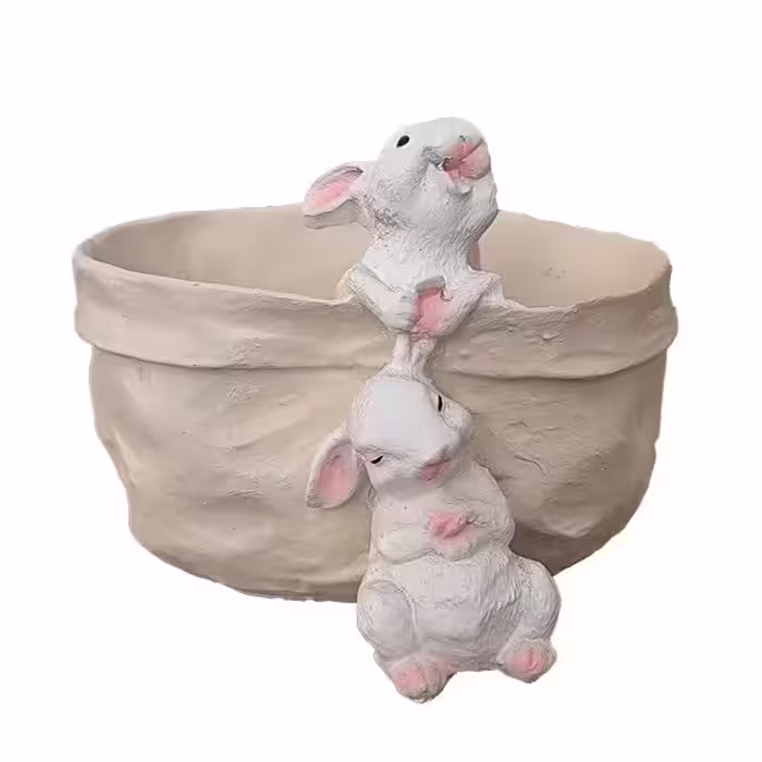 گلدان دکوری مدل خرگوش و گل