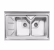 سینک ظرفشویی دو لگن روکار کد S-378 بدون جامایع لگن چپ اخوان