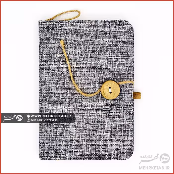 دفتر یادداشت جیبی دکمه دار بندی رنگ خاکستری