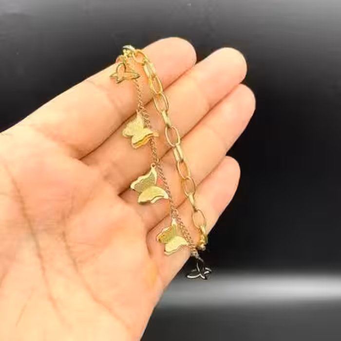 دستبند استیل 2لاین اویزدار