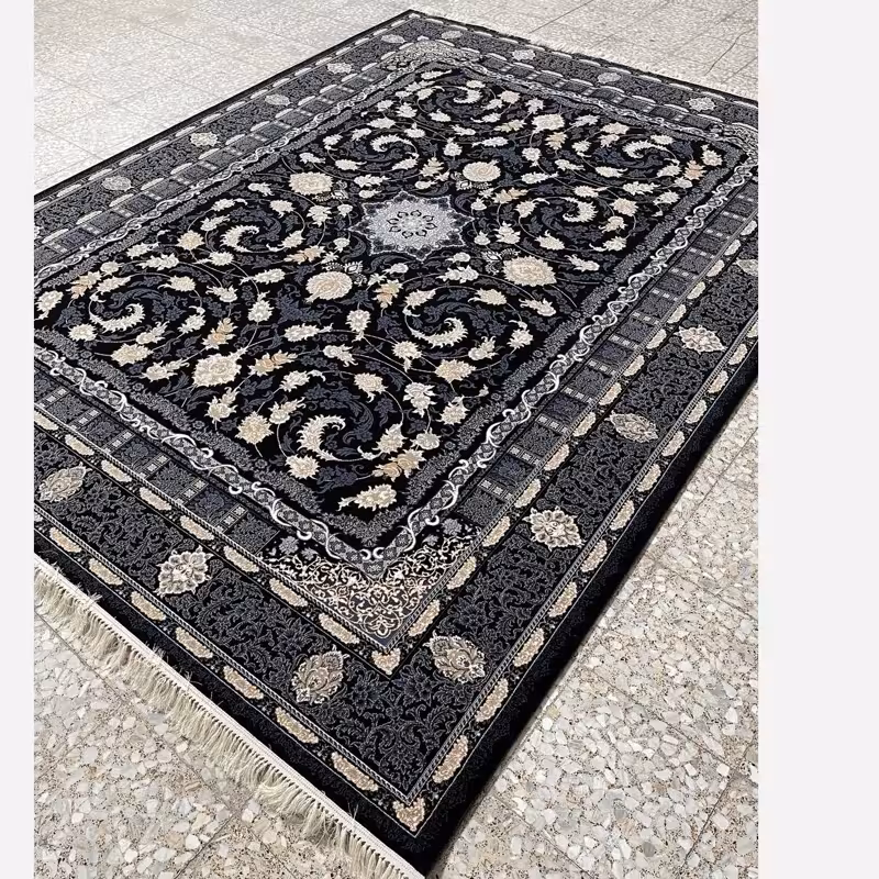 فرش 6متری 700شانه ماشینی کاشان طرح دایاناسرمه ای(باارسال رایگان)
