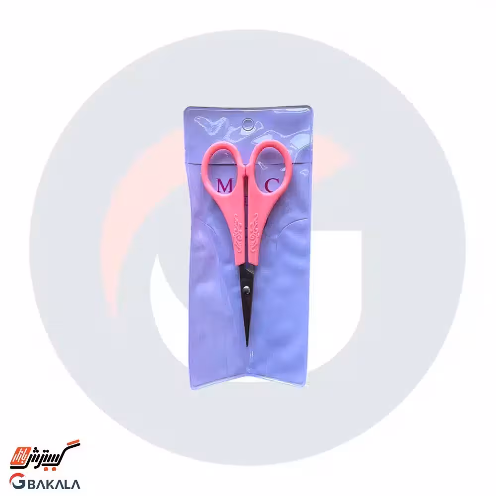 قیچی دسته صورتی نوک صاف