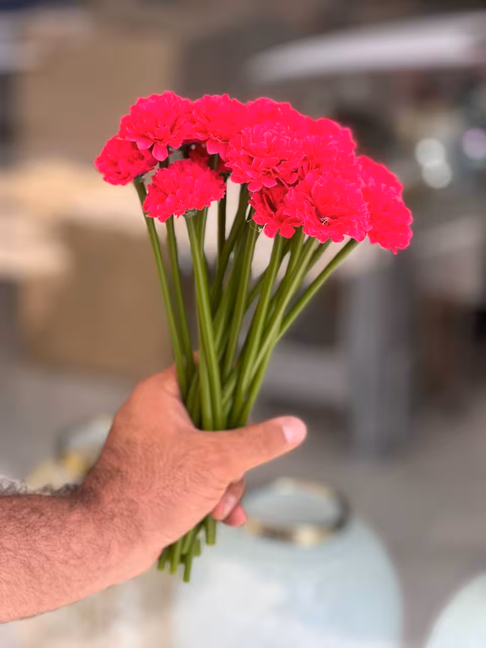 گل میخک مصنوعی سرخابی 10شاخه