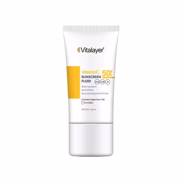 فلوئید ضدآفتاب SPF50 ویتامین C بیرنگ ویتالیر 40 میلیلیتر Vitalayer
