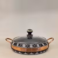 تابه سنگ و مس حکاکی شده طرح رز