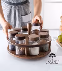 ادویه تخت 8 تایی شیشه ساده گردون کد GT-1008 فلورا