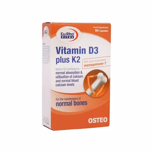 کپسول ویتامینD3 پلاس K2 یوروویتال بسته 60 عددی