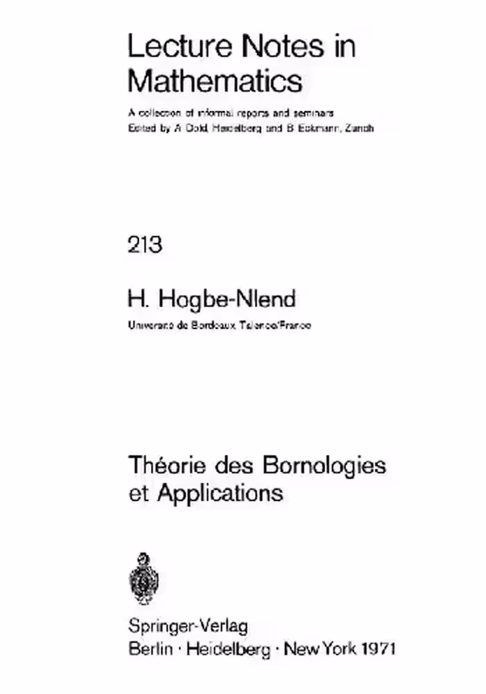 خرید و دانلود نسخه کامل کتاب Théorie des Bornologies et Applications